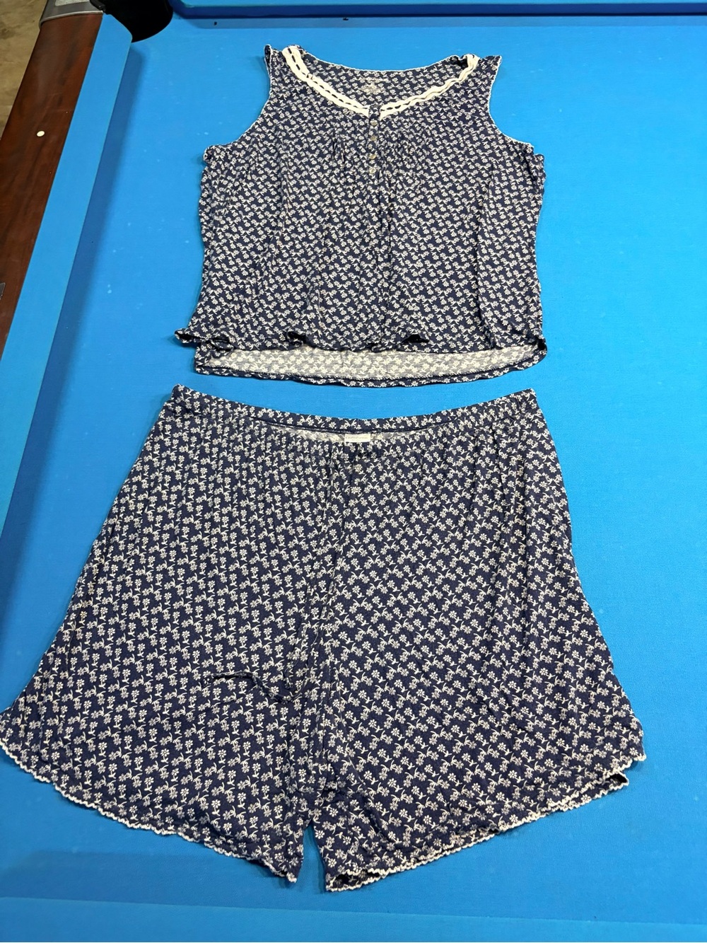 Women’s Crofts & Barrow Blue Floral Two-Piece Pajama Set 1X